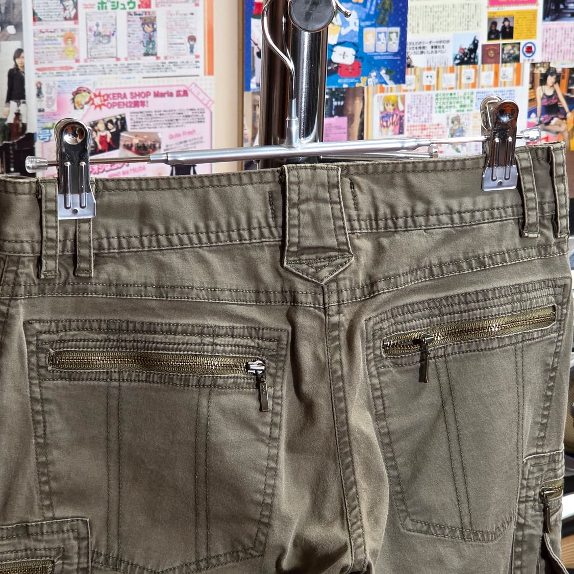 JPN 카키 카고 로우라아즈 부츠컷 코튼 팬츠 상품이미지5