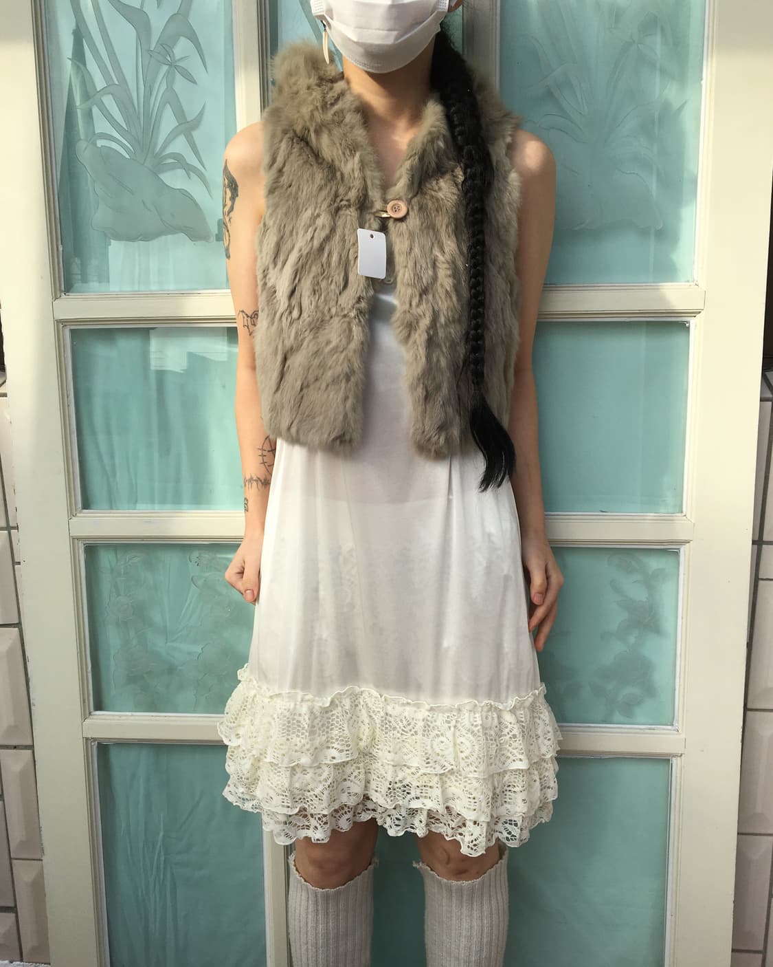 Reversible rabbit fur hood vest 상품이미지1