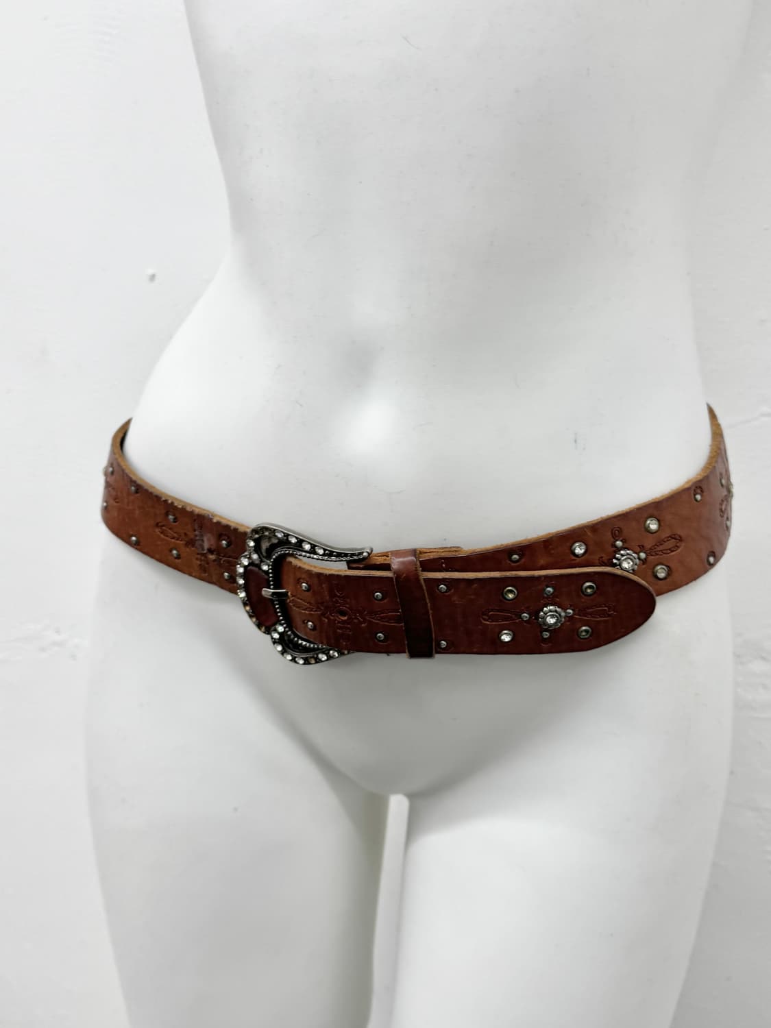 리얼레더 오리엔탈 큐빅 버클 벨트 상품이미지3