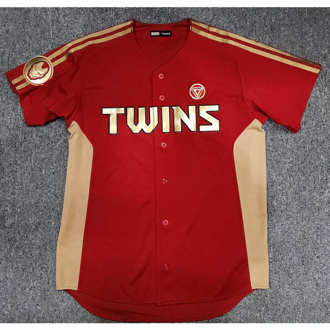 LG 트윈스 마블 코믹스 아이언맨 반팔 야구 져지 유니폼 110 상품이미지1