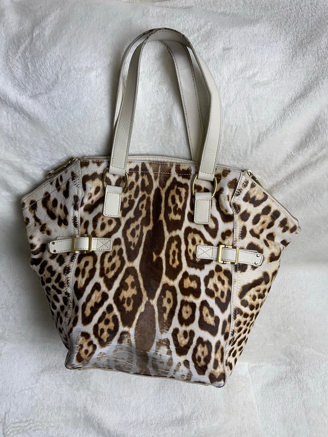 (Rare)입생로랑 다운타운 레오파드 프린트 포니 헤어 토트백 상품이미지2