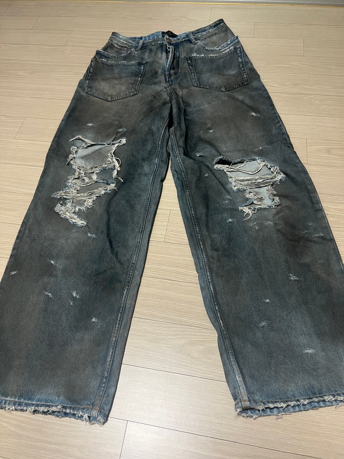 패치드 포켓 배기 진 블루 상품이미지7