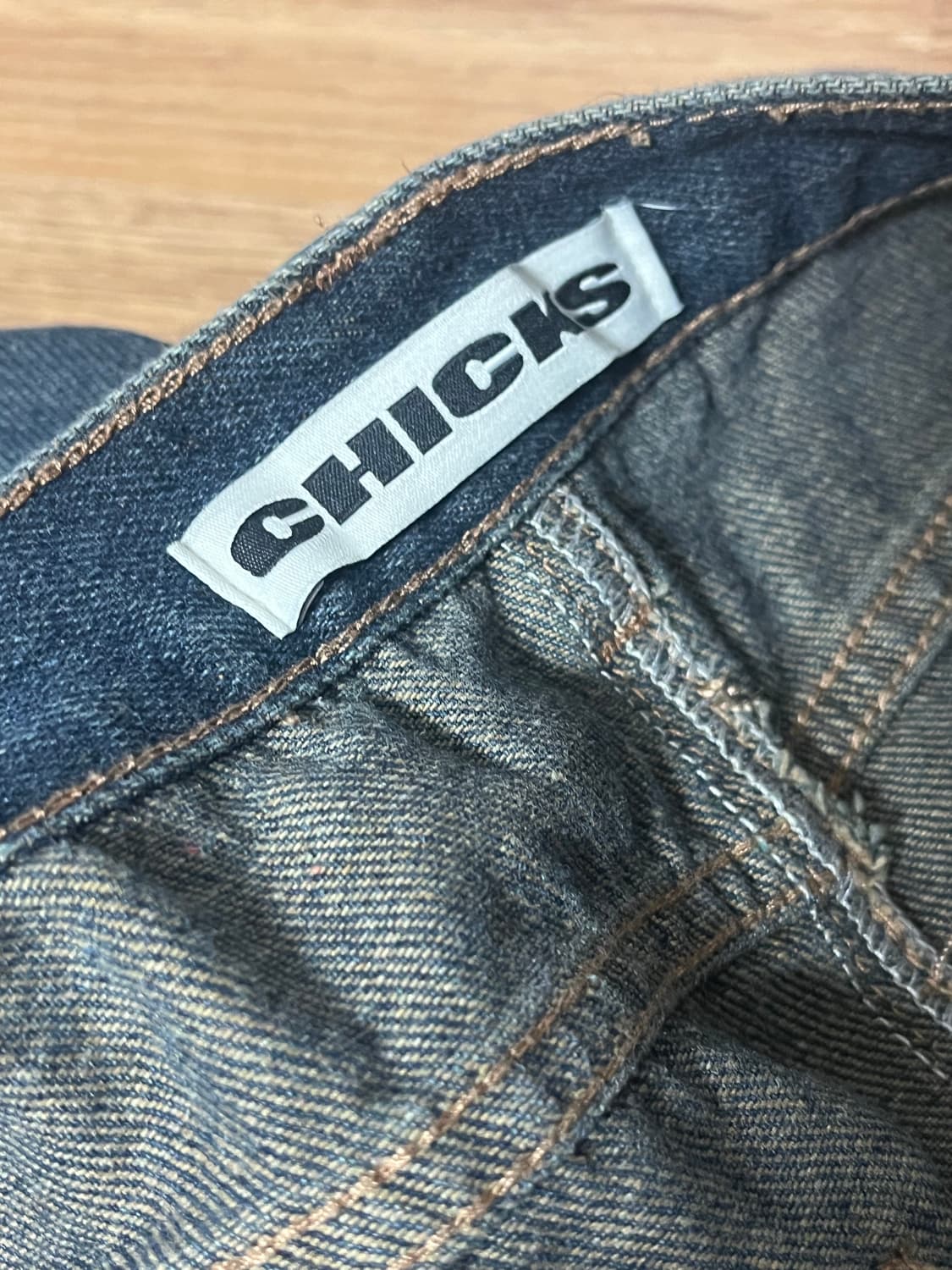 칙스 빈티지 워싱 데님 롱스커트 중청 상품이미지8