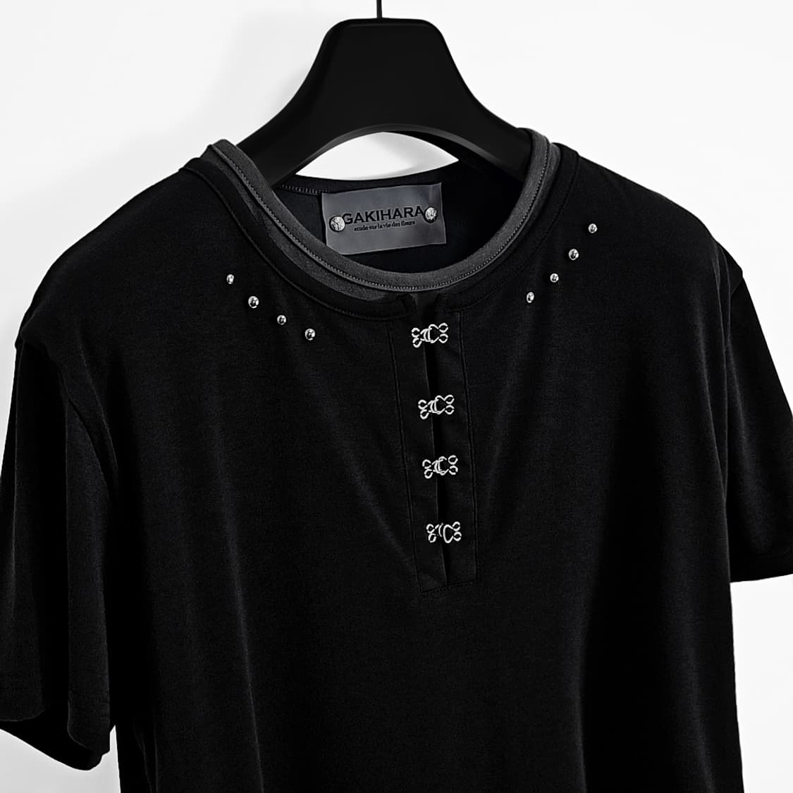 Koga 이브 레이어드 헨리넥 하프 슬리브 (black) 상품이미지2