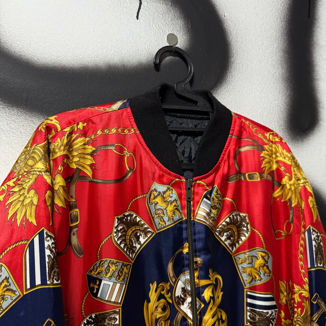 VTG 빈티지 바로크 풀 패턴 리버시블 퀼팅 봄버 자켓 상품이미지4