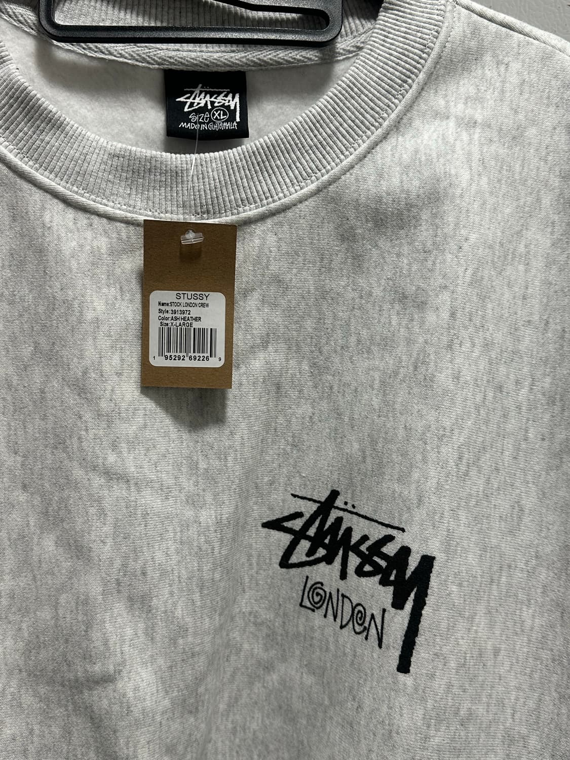 스투시 스탁 런던 크루 맨투맨 xl 멜란지 그레이 상품이미지3