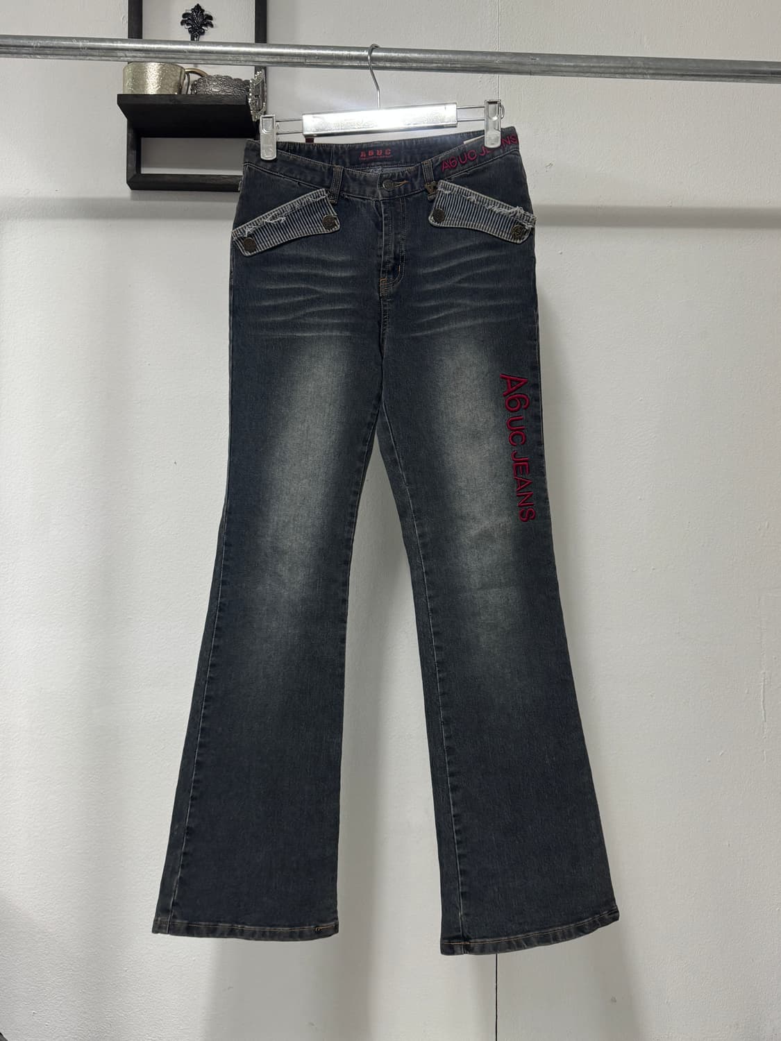 진청 스트라이프 패턴 디테일 팬츠 상품이미지2