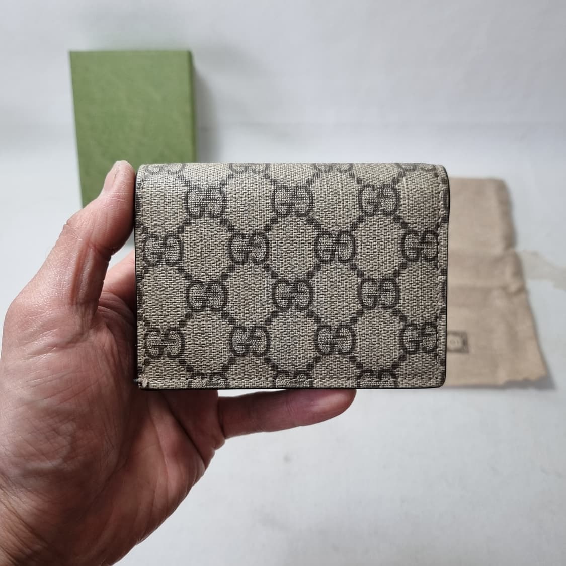 구찌 GG 마몽 가죽 & 수프림 캔버스 바이컬러 카드 케이스 지갑 상품이미지6