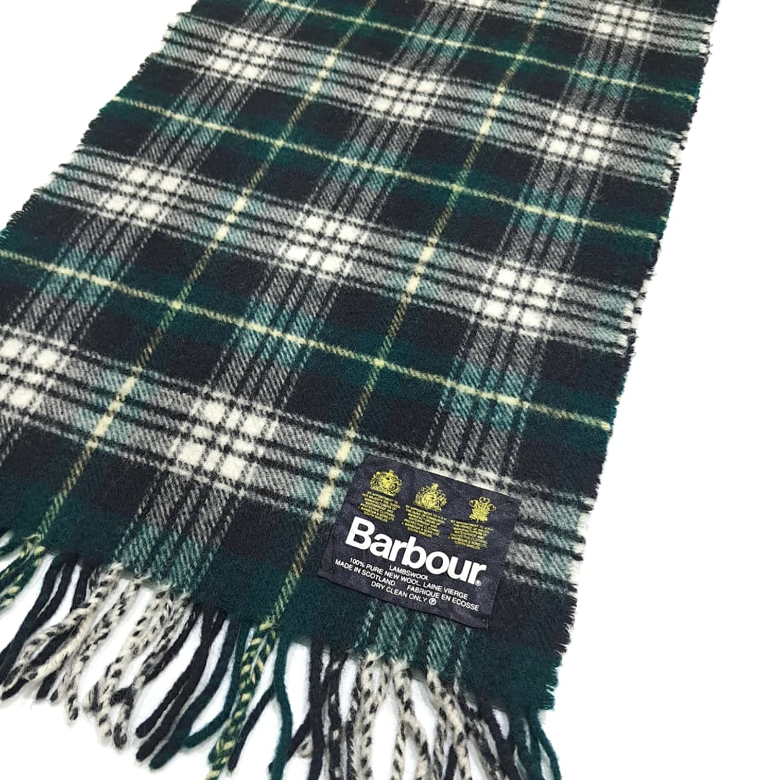 MX356 바버 베이지 다크그린 타탄체크 램스울 목도리 머플러 상품이미지3