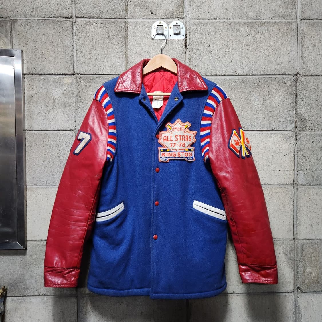 90s 캐나다 카우레더 울 바시티 자켓 L 상품이미지1