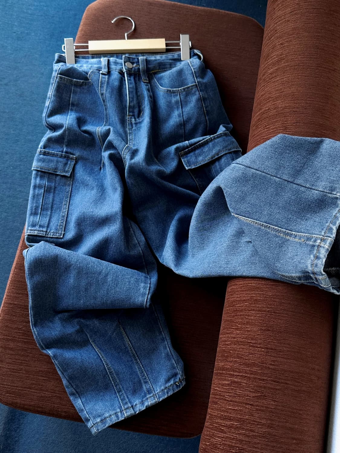 Utility design denim easy cargo pants 상품이미지1