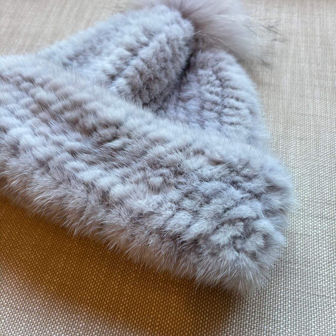 폭스밍크 방울 비니 모자 라벤더그레이 상품이미지2