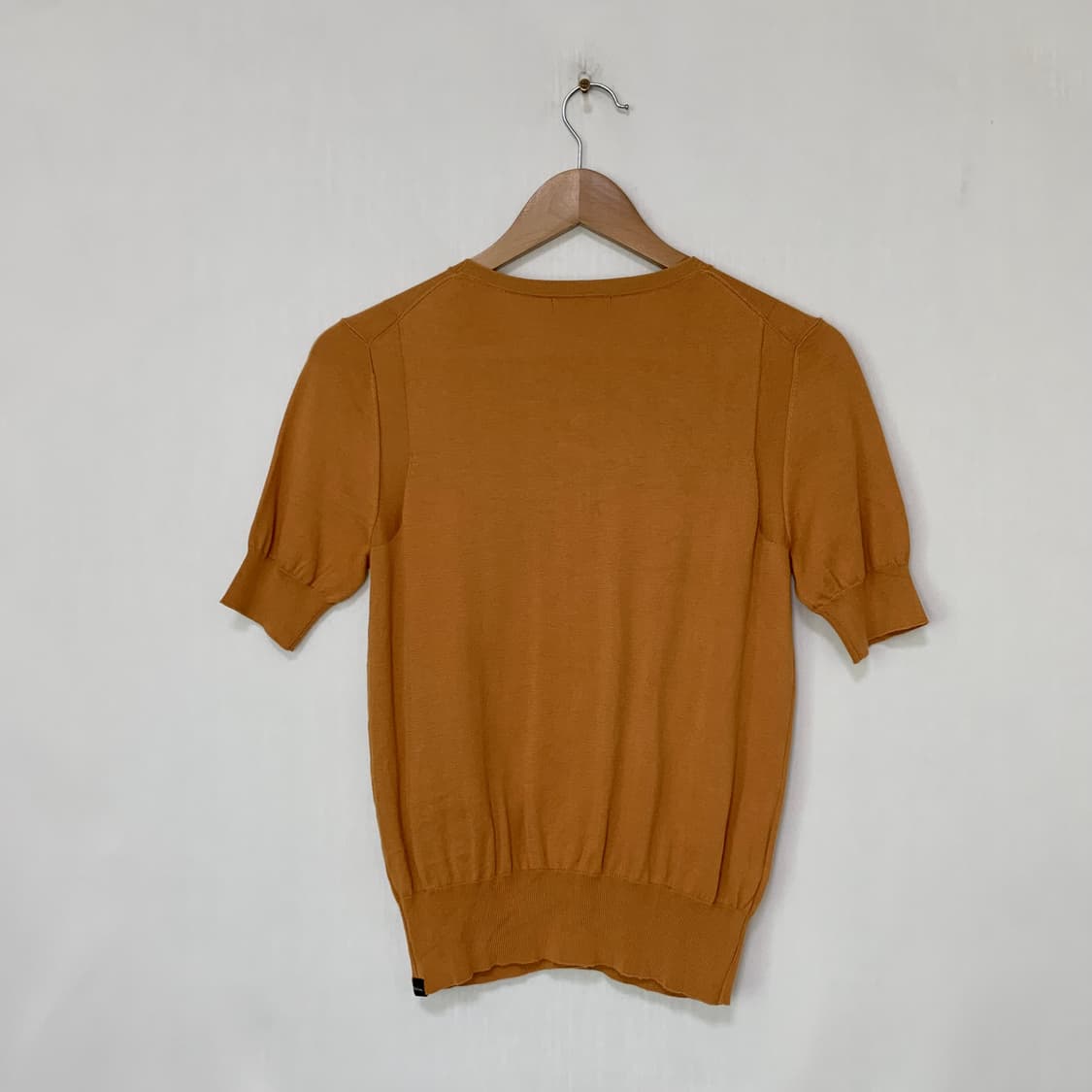 폴스미스 슬림 세미크롭 반팔 니트 가디건 오렌지브라운 빈티지 상품이미지4