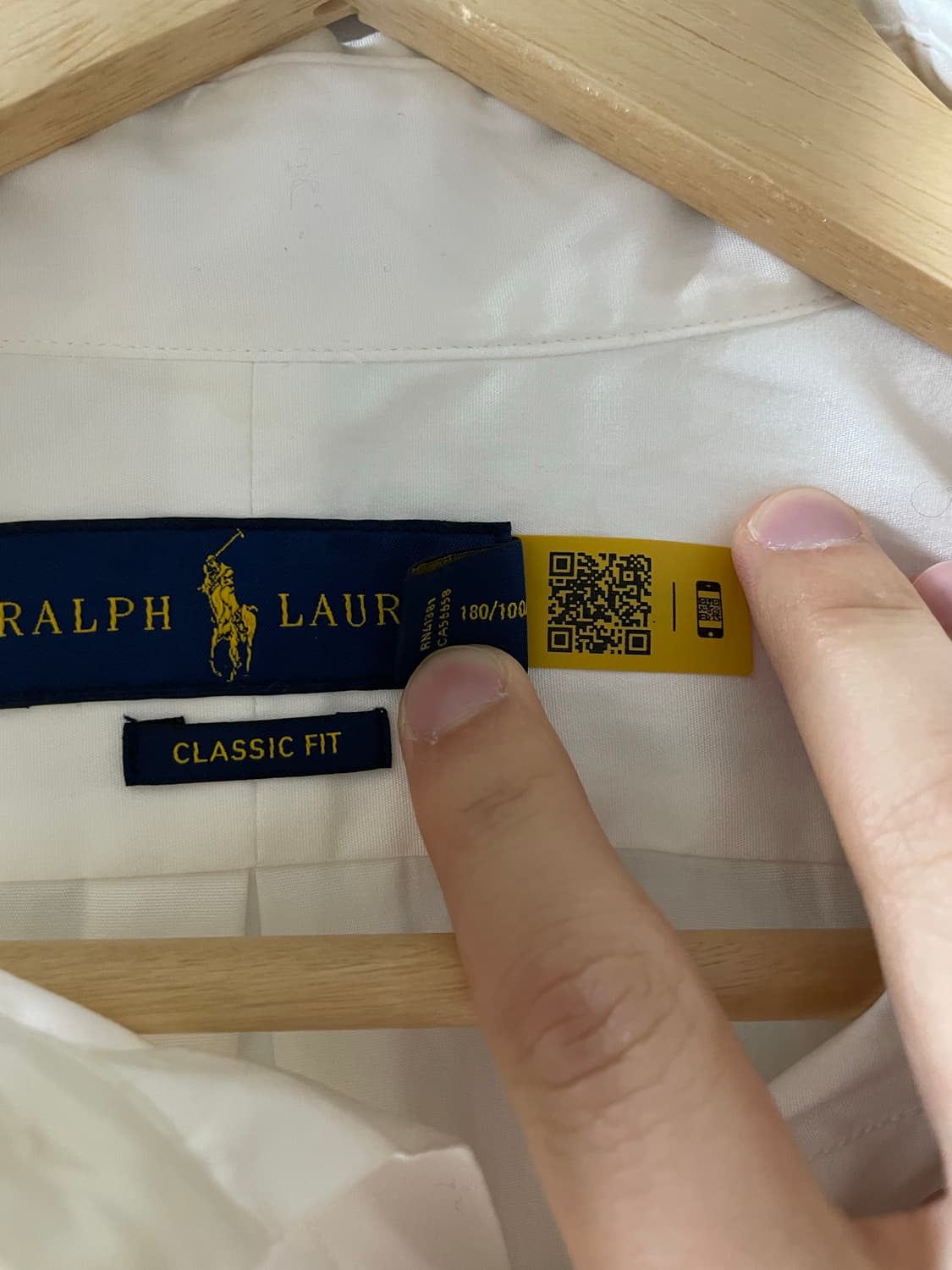 폴로 랄프로렌 클래식핏 스트레치 포플린 화이트 셔츠L(QR정품) 상품이미지5