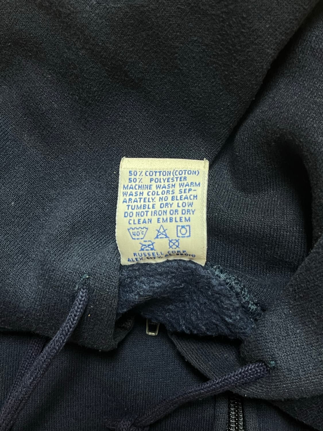 빈티지 USA 러셀 후드집업 M 네이비 상품이미지5