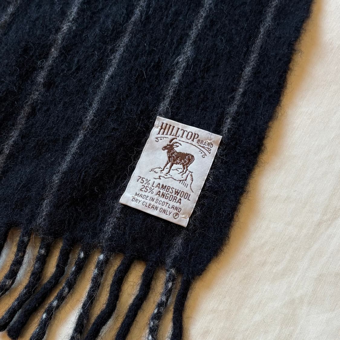 Scotland 울 앙고라 블랙 그레이 스트라이프 머플러 상품이미지5