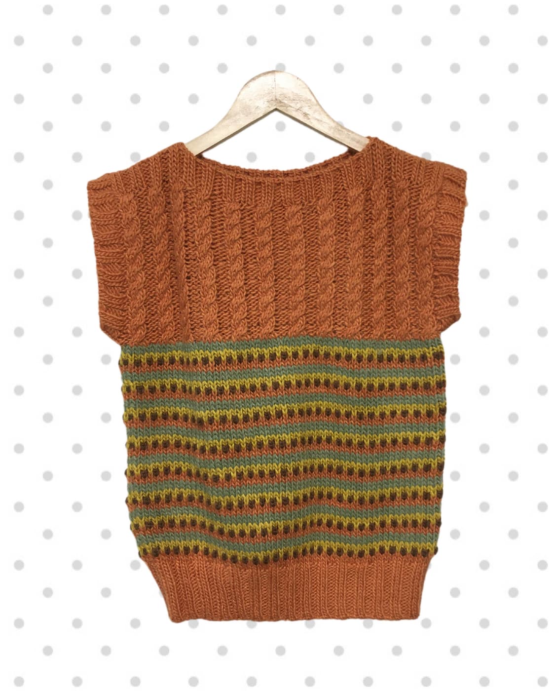 vintage cable stripe mix vest terracotta 상품이미지5