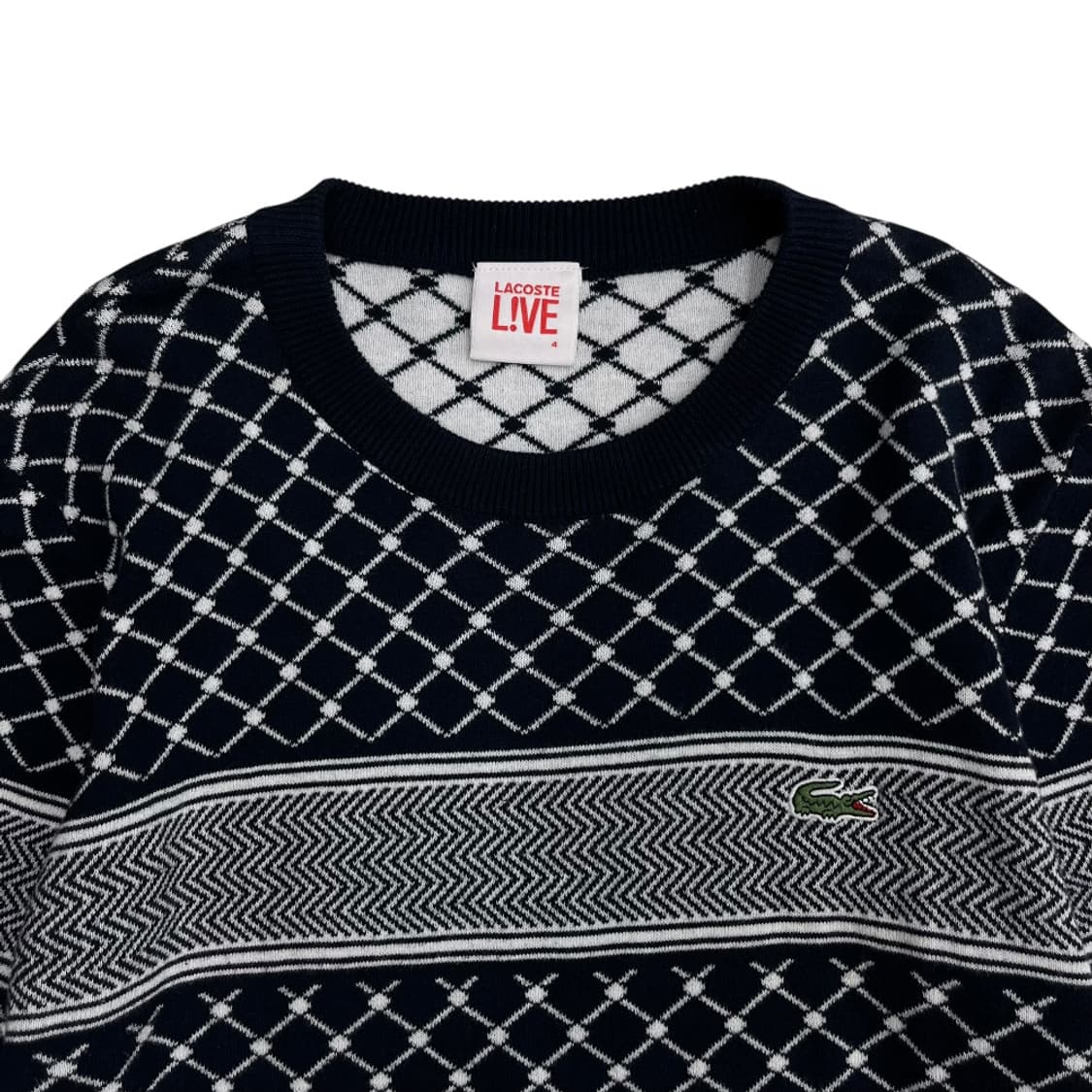 라코스테 화이트체크 네이비 니트 4 상품이미지4