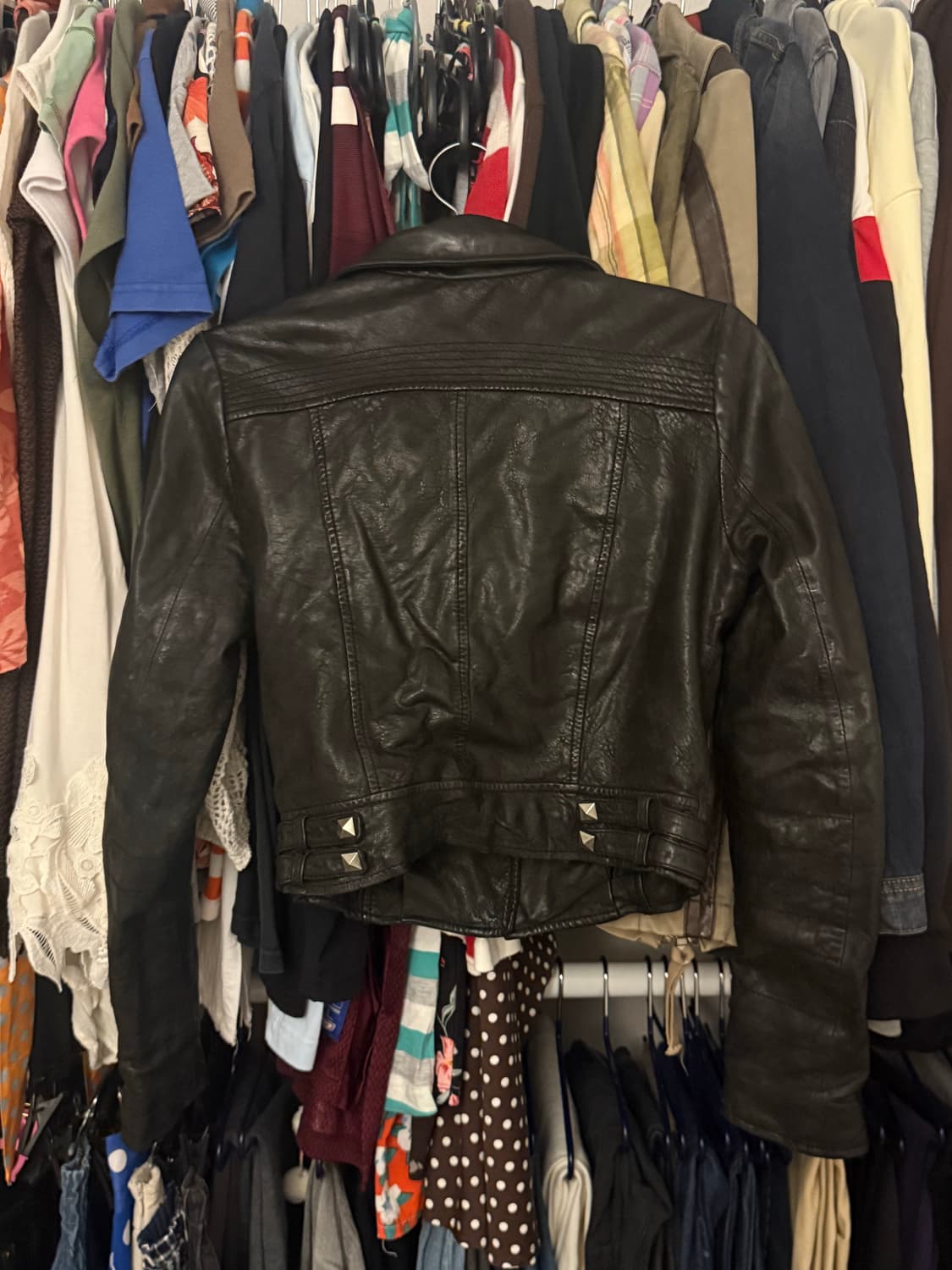 스터드 양가죽 라이더 자켓 상품이미지2