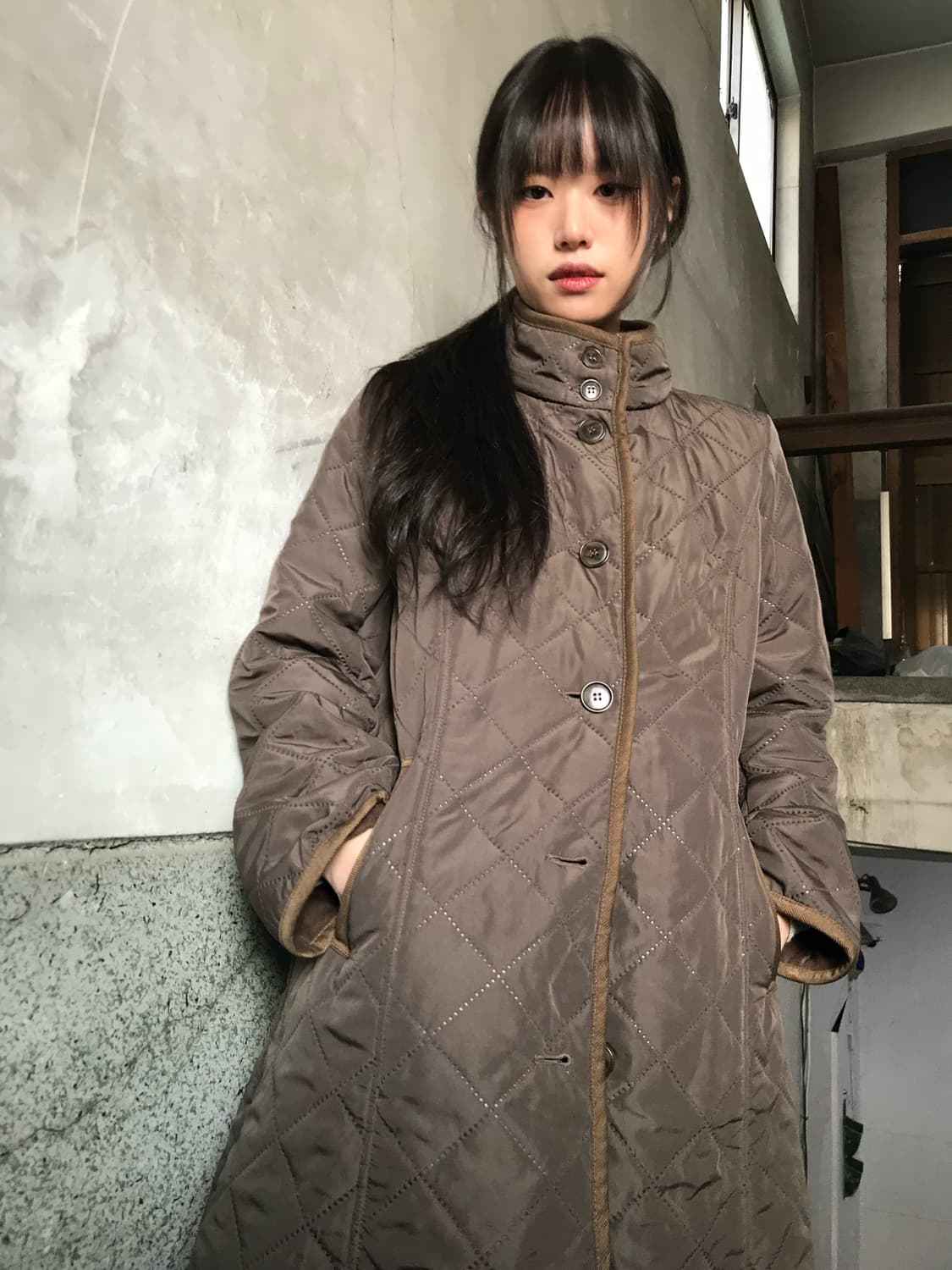 다이아몬드 스티치 패딩 코트 상품이미지6