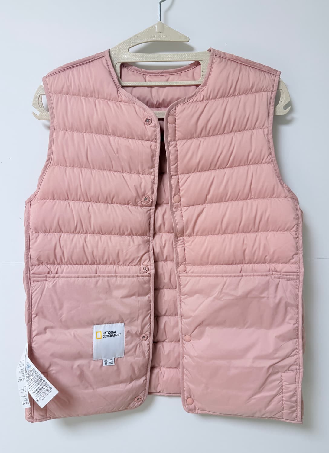 🧥 내셔널지오그래픽 덕다운 경량 패딩 조끼 (핑크 / 150) 상품이미지4
