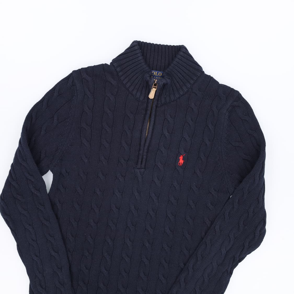 M 폴로 여성 꽈배기 케이블 반집업 니트 네이비 4254 상품이미지3