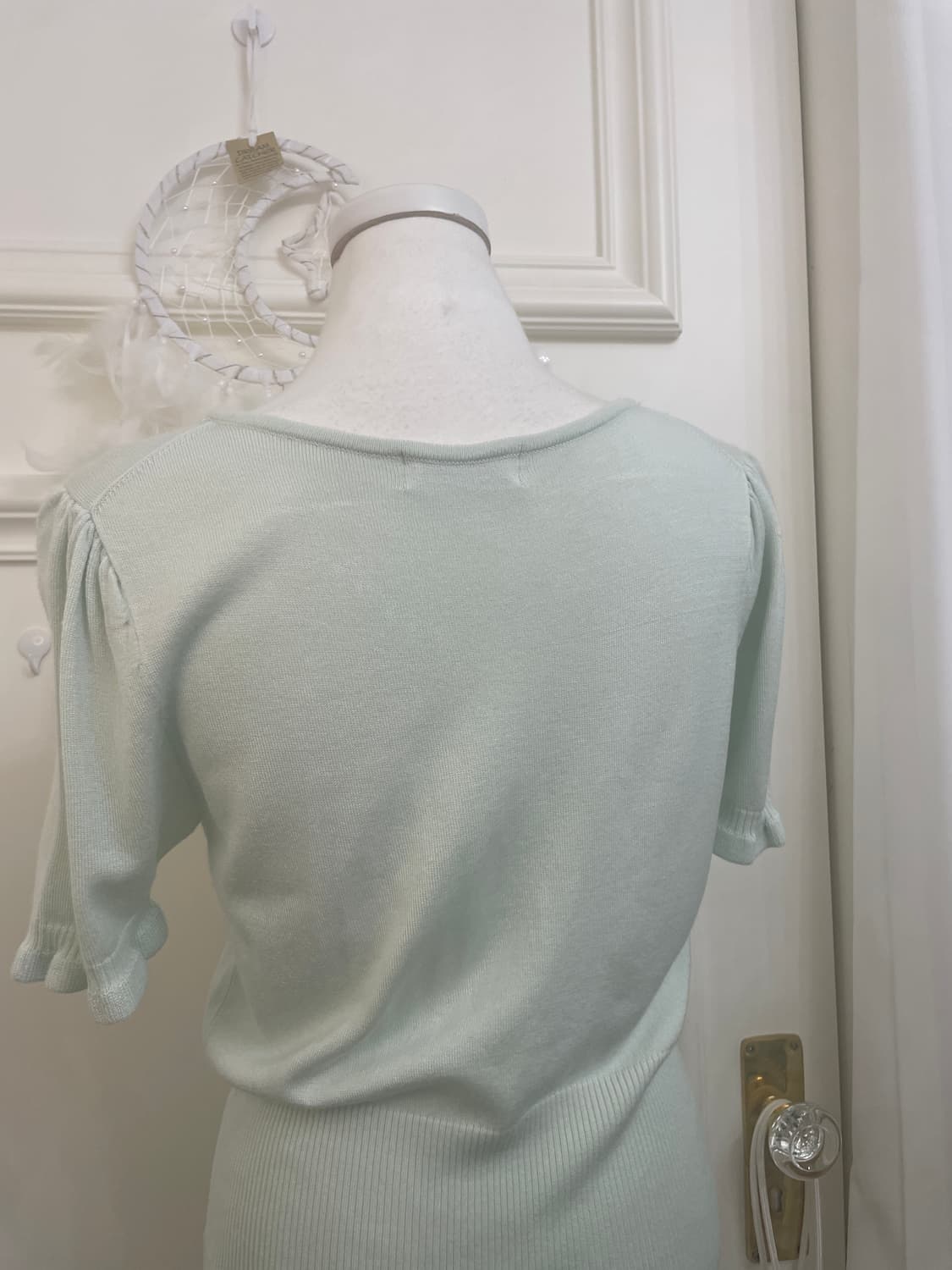 mint pearl  point v-neck knit top 상품이미지4