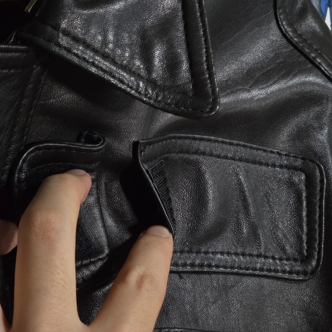 JPN 빈티지 양가죽 빅 포켓 누빔 봄버 자켓 상품이미지5