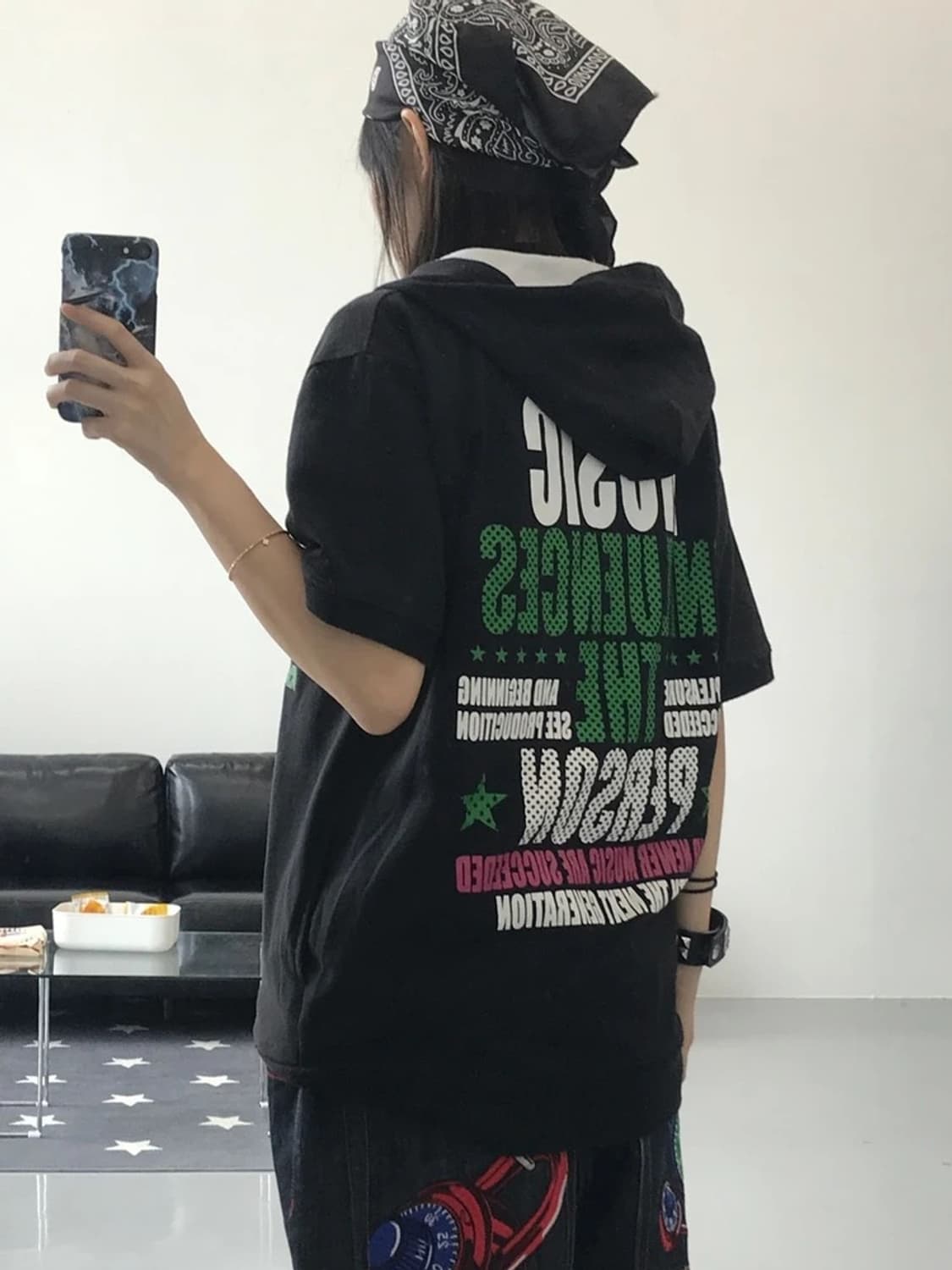  JPN 프린팅 후드 반팔 집업 상품이미지2