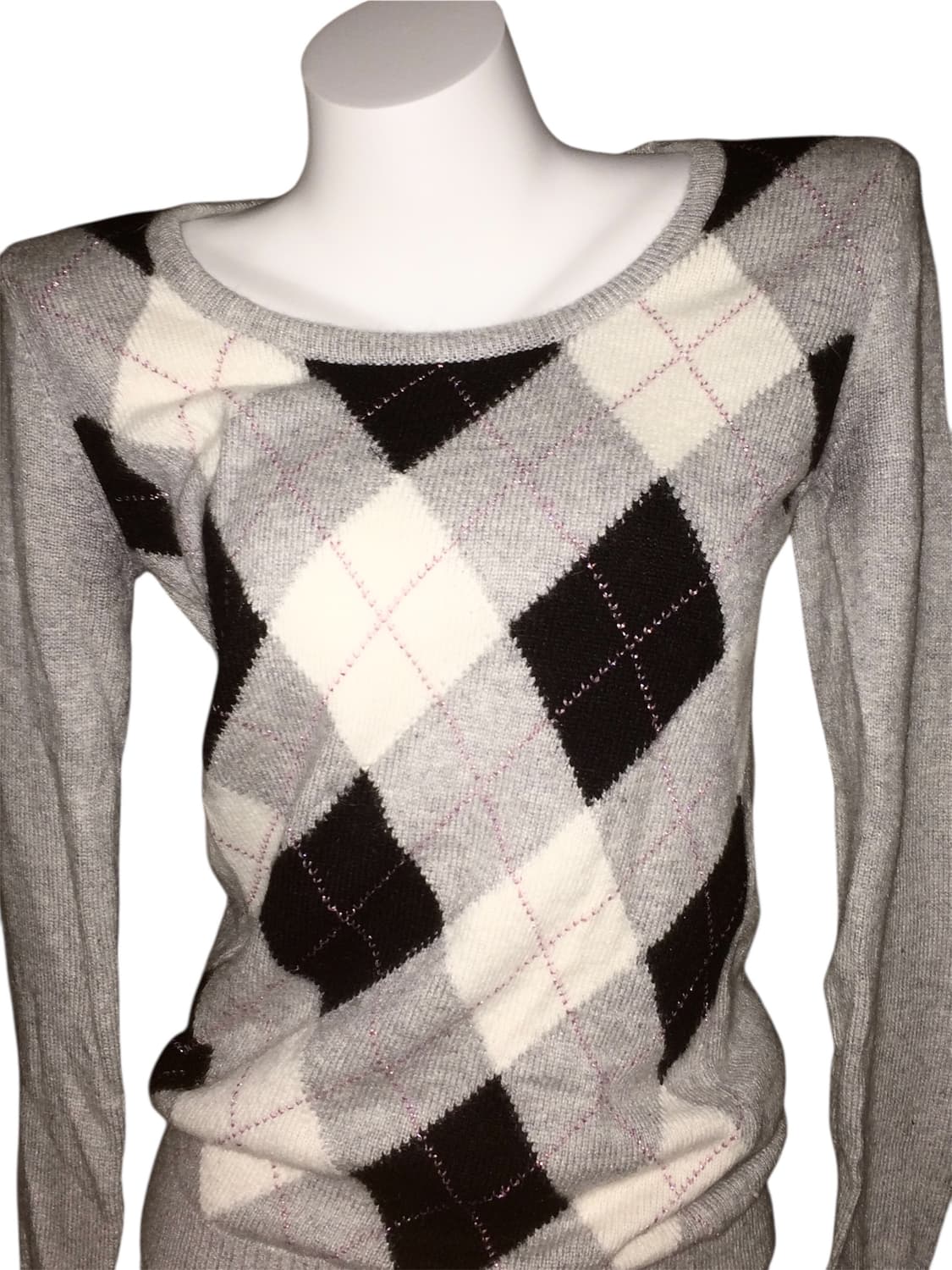 핑크 글리터 아가일 니트 탑 달천 y2k 상품이미지1