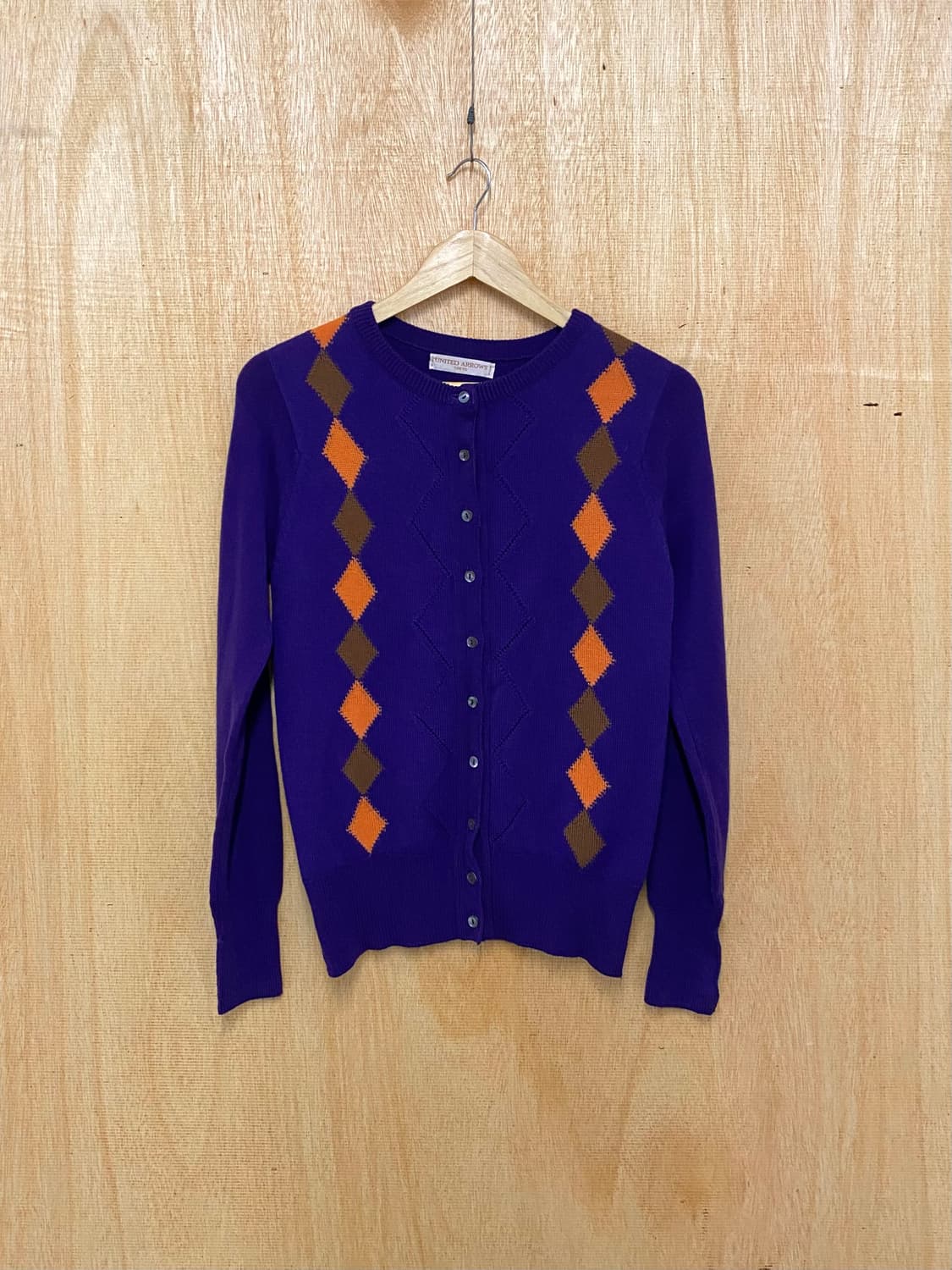 UNITED ARROWS agyle cardigan 아가일 울 가디건 상품이미지1