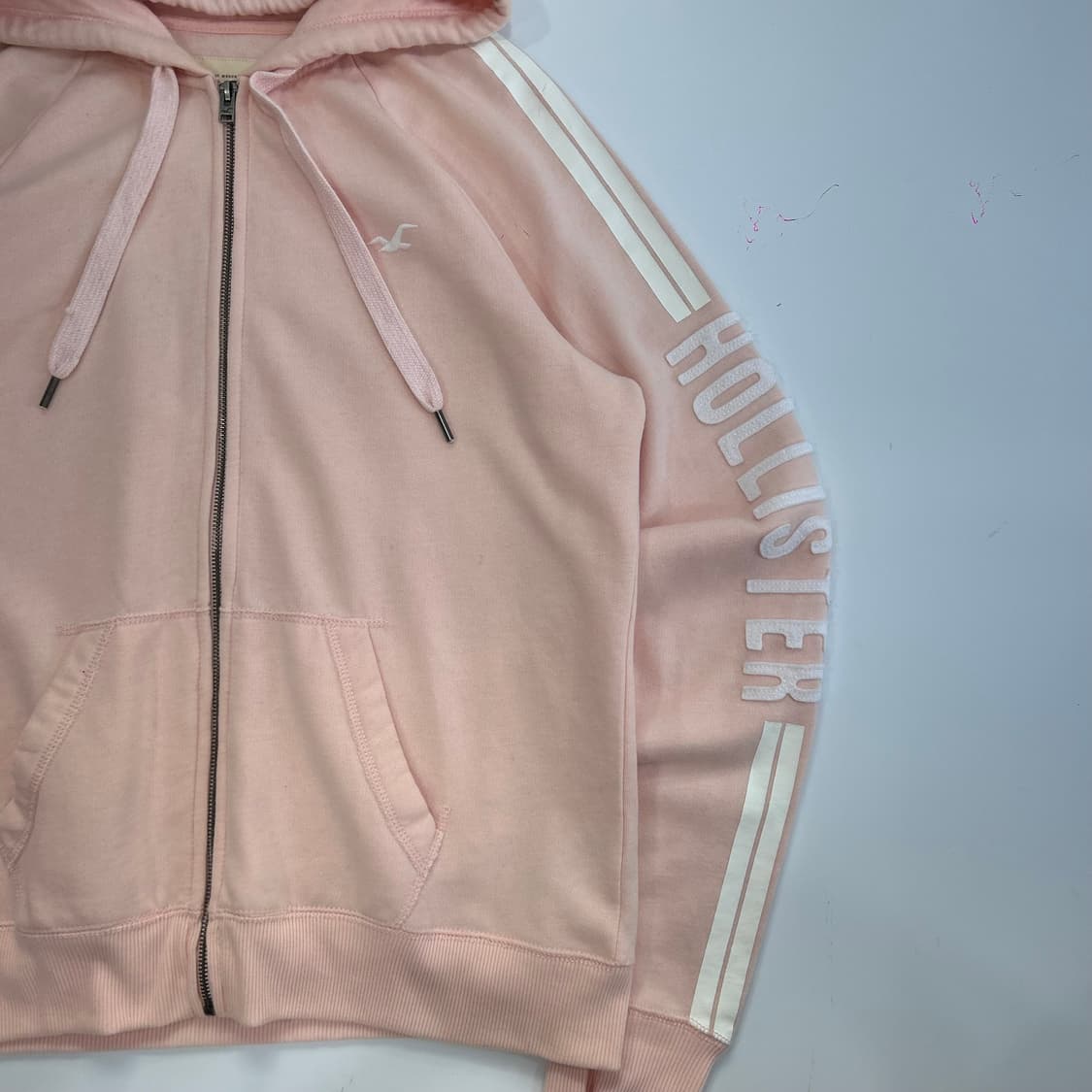 Hollister 홀리스터 라이트 핑크 사이드로고 후드집업 상품이미지4