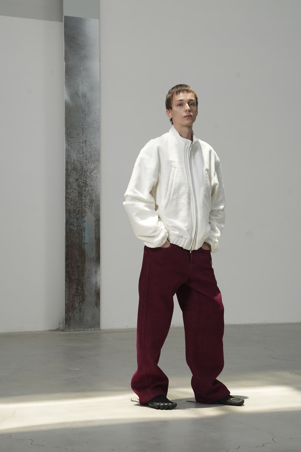 [교환] yiyae 이예 사이드 스트랩 울 팬츠 레드 새상품 M>S 상품이미지1