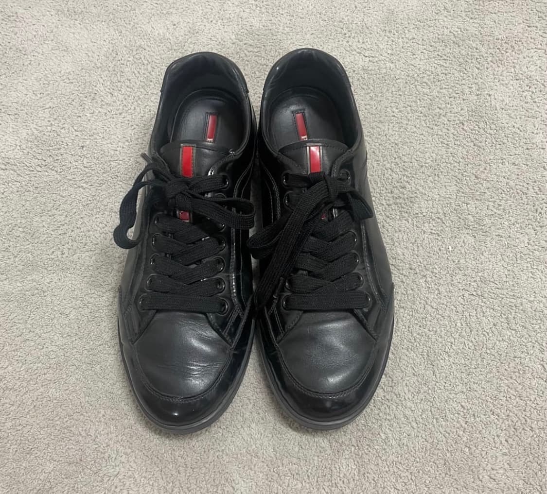 285) 프라다 스포츠 레더 스니커즈 신발 블랙 상품이미지4