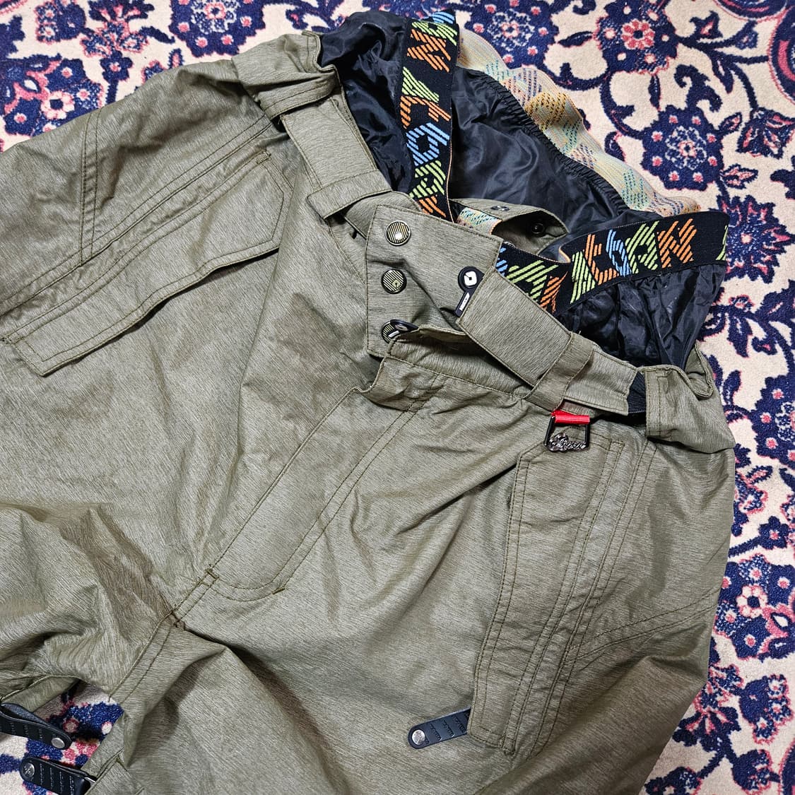 ACORN 카키 나일론 와이드 보딩 팬츠 상품이미지6