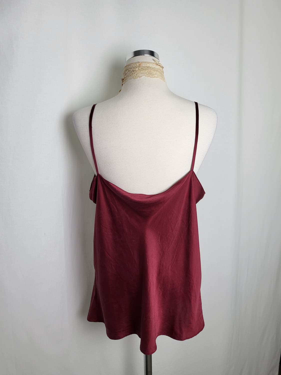 빈티지 딥 버건디 새틴 슬립 나시 탑 상품이미지3