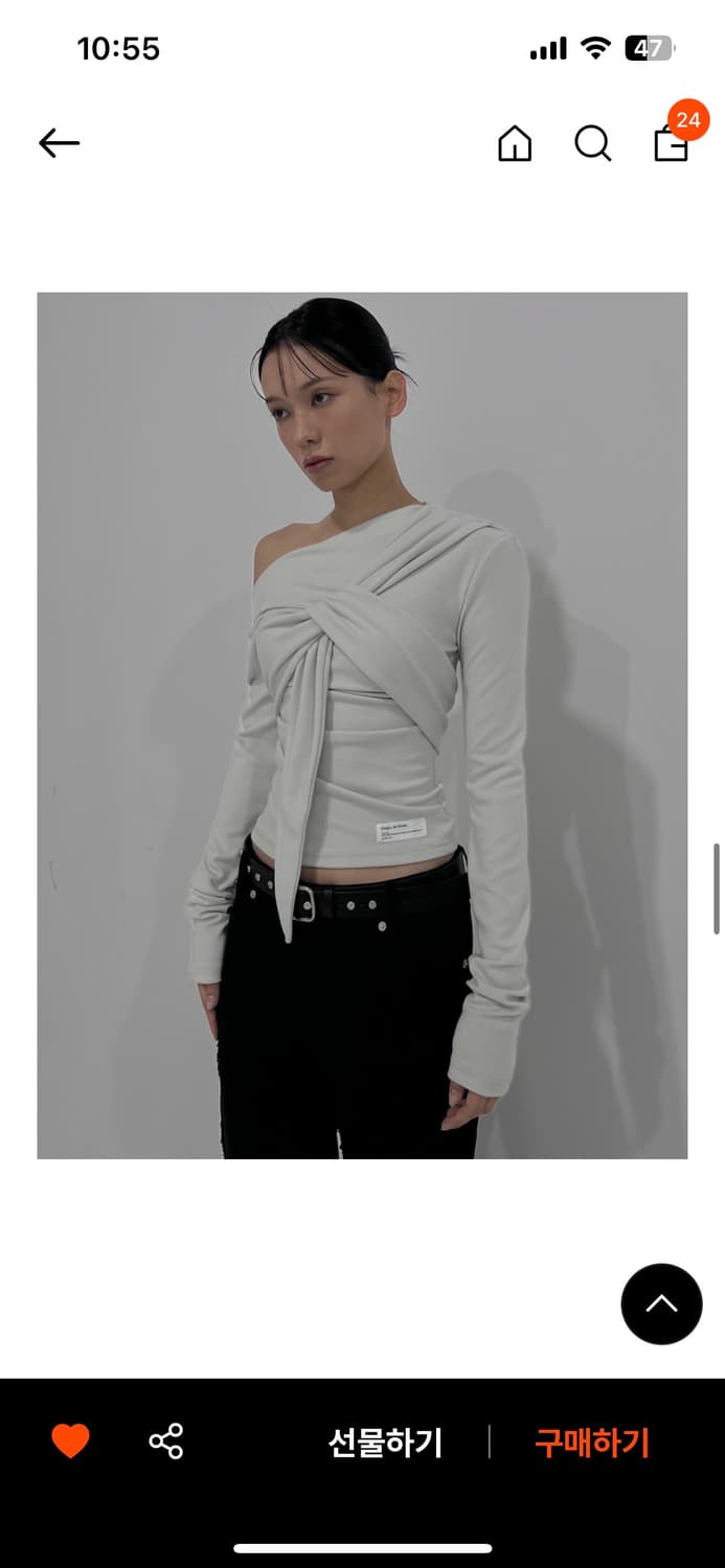 이네기 드레이프 타이 롱슬리브 (dusty beige) 상품이미지2