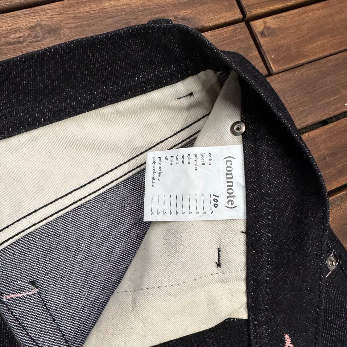 connote 핑크 스티치 테이퍼드 블랙진 (31)   상품이미지5