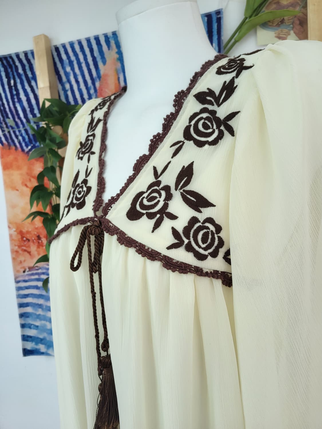 장미 자수 쉬폰 블라우스 빈티지 보헤미안 모리걸 상품이미지5