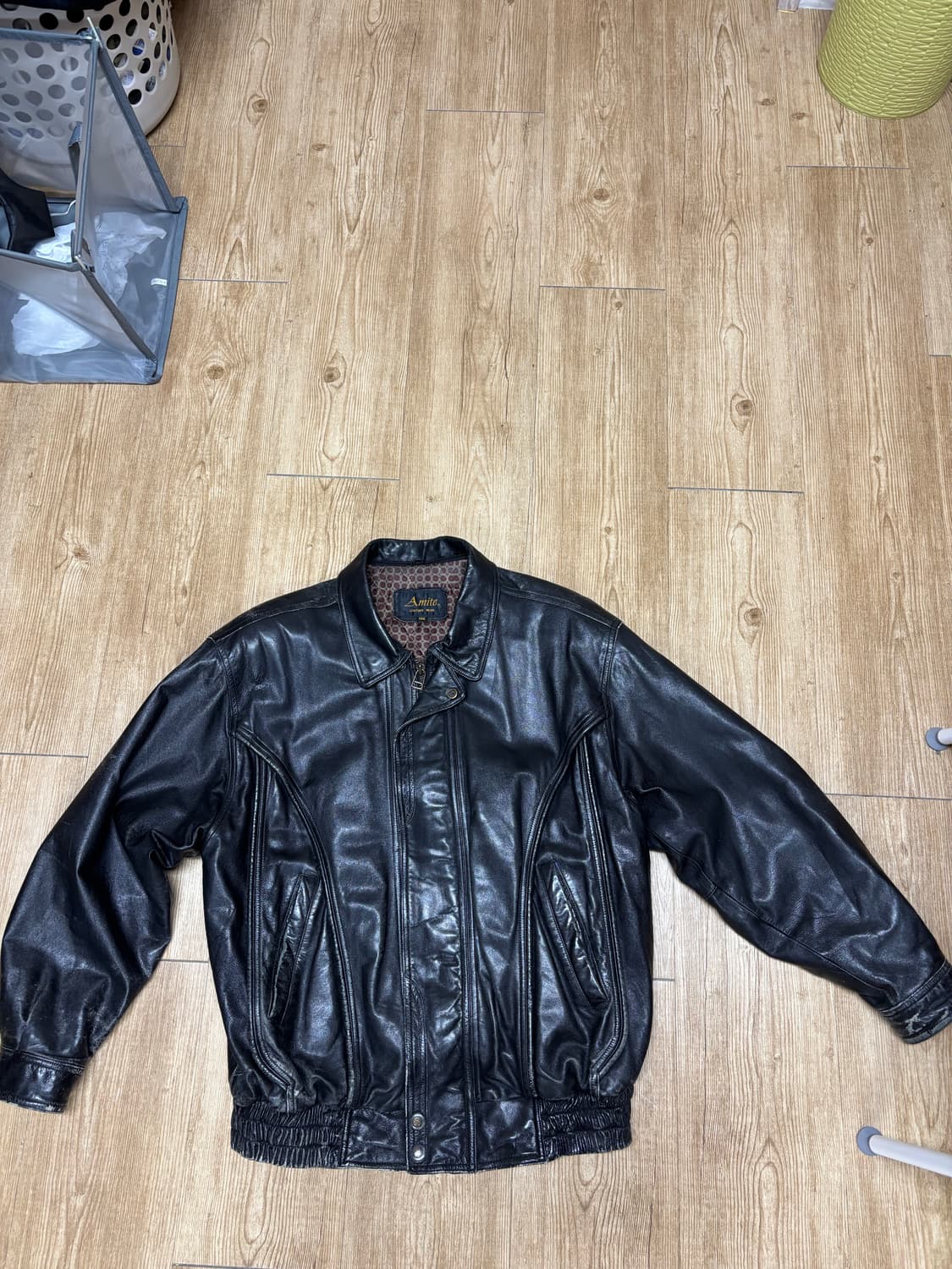 빈티지 레더 봄버 자켓 상품이미지3