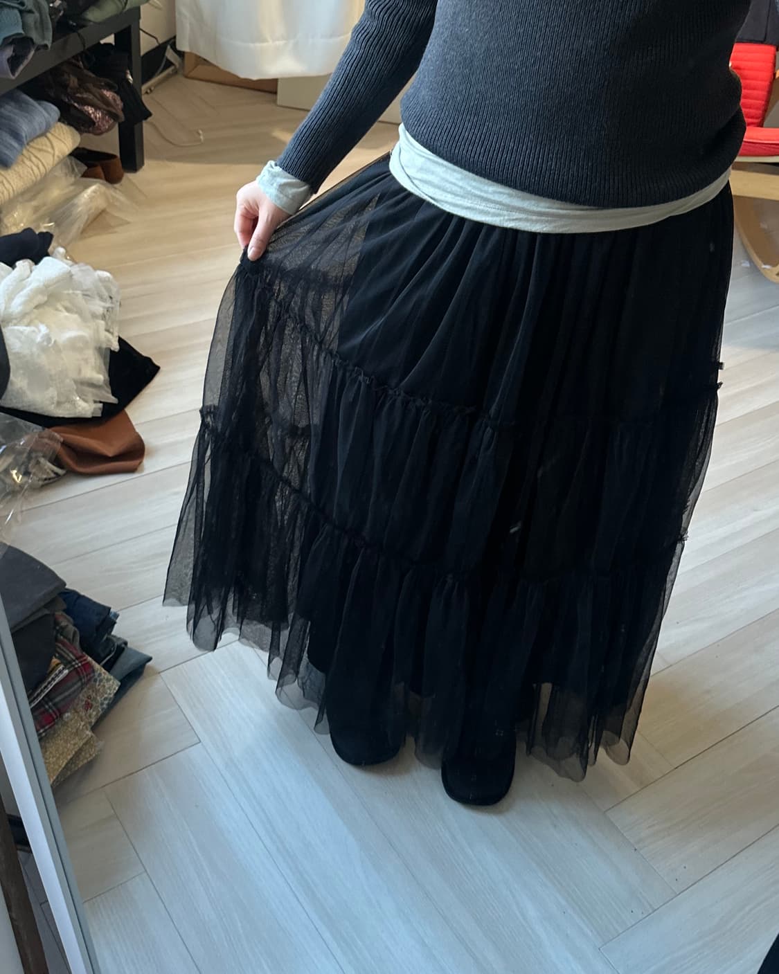 [INGNI] black lace layers skirt 상품이미지3