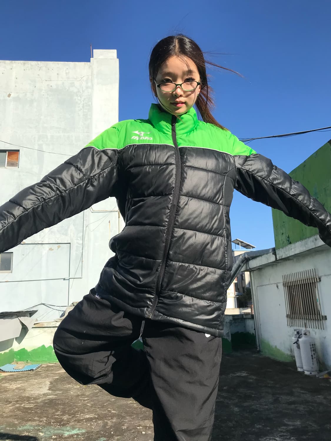 미즈노 형광팬 한 줄 패딩  상품이미지2