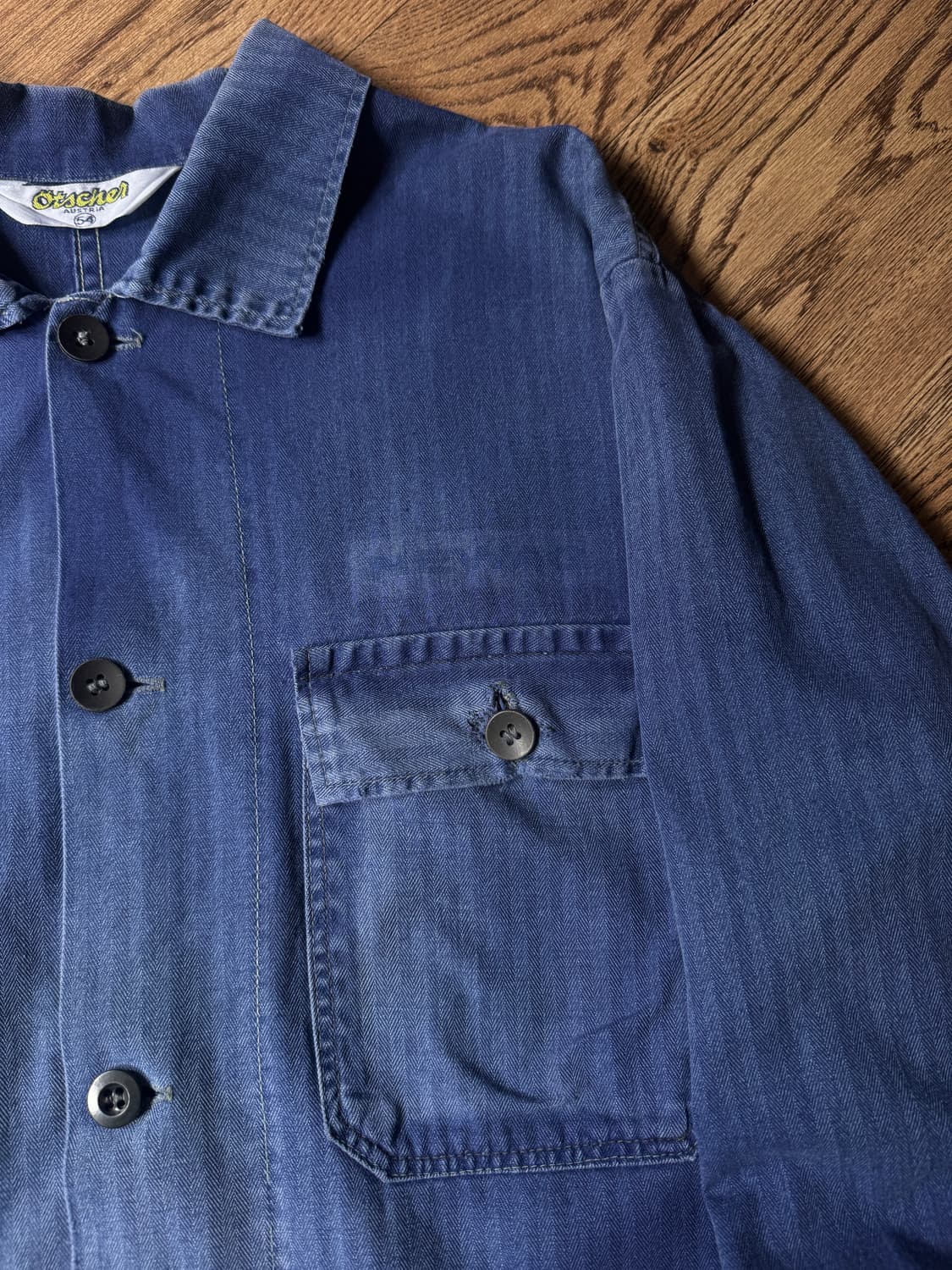 [L]90's 빈티지 페이딩 2포켓 헤링본 프렌치 워크자켓 상품이미지3