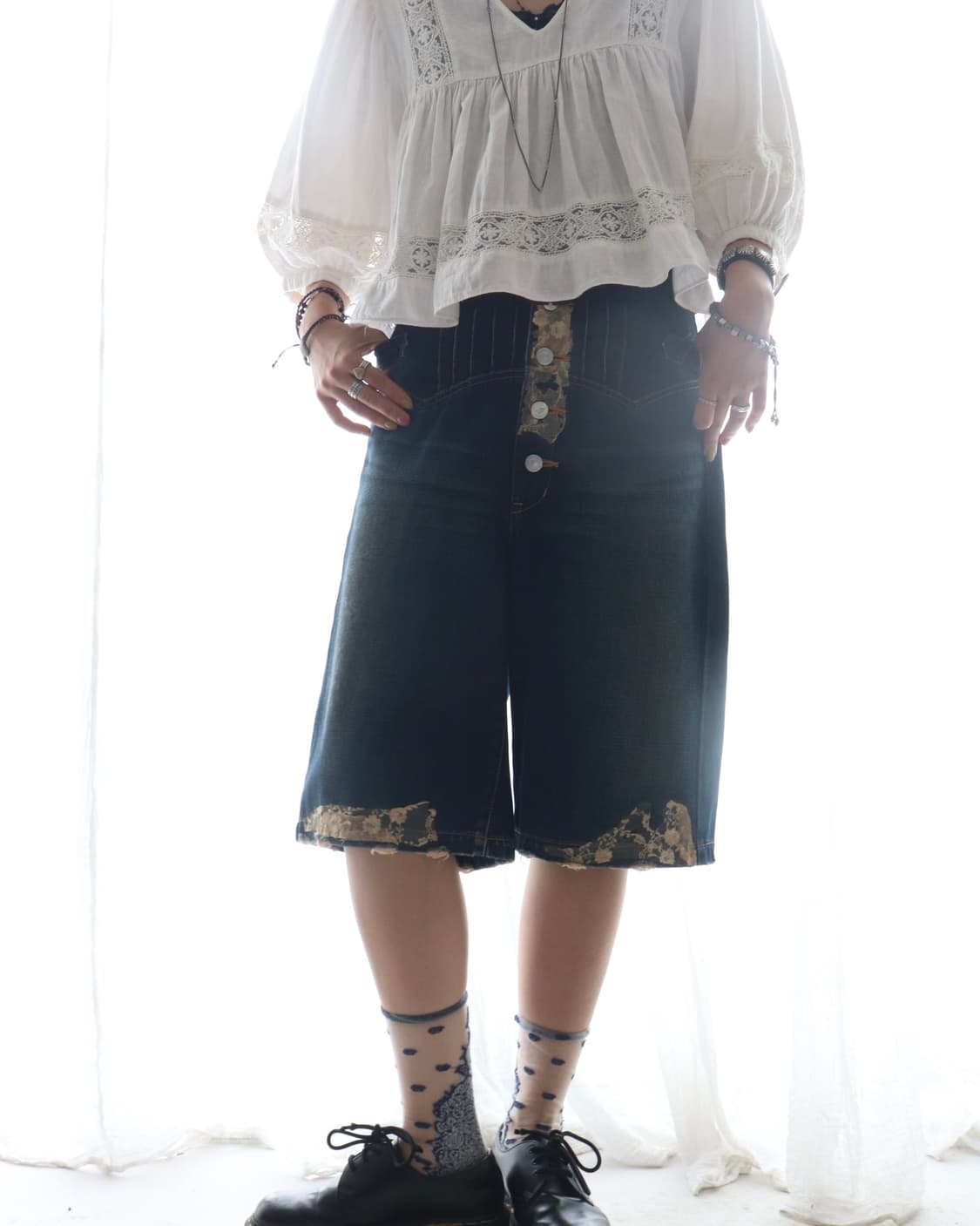 [Sunao Kuwahara] Lace Trimming Pants 상품이미지4