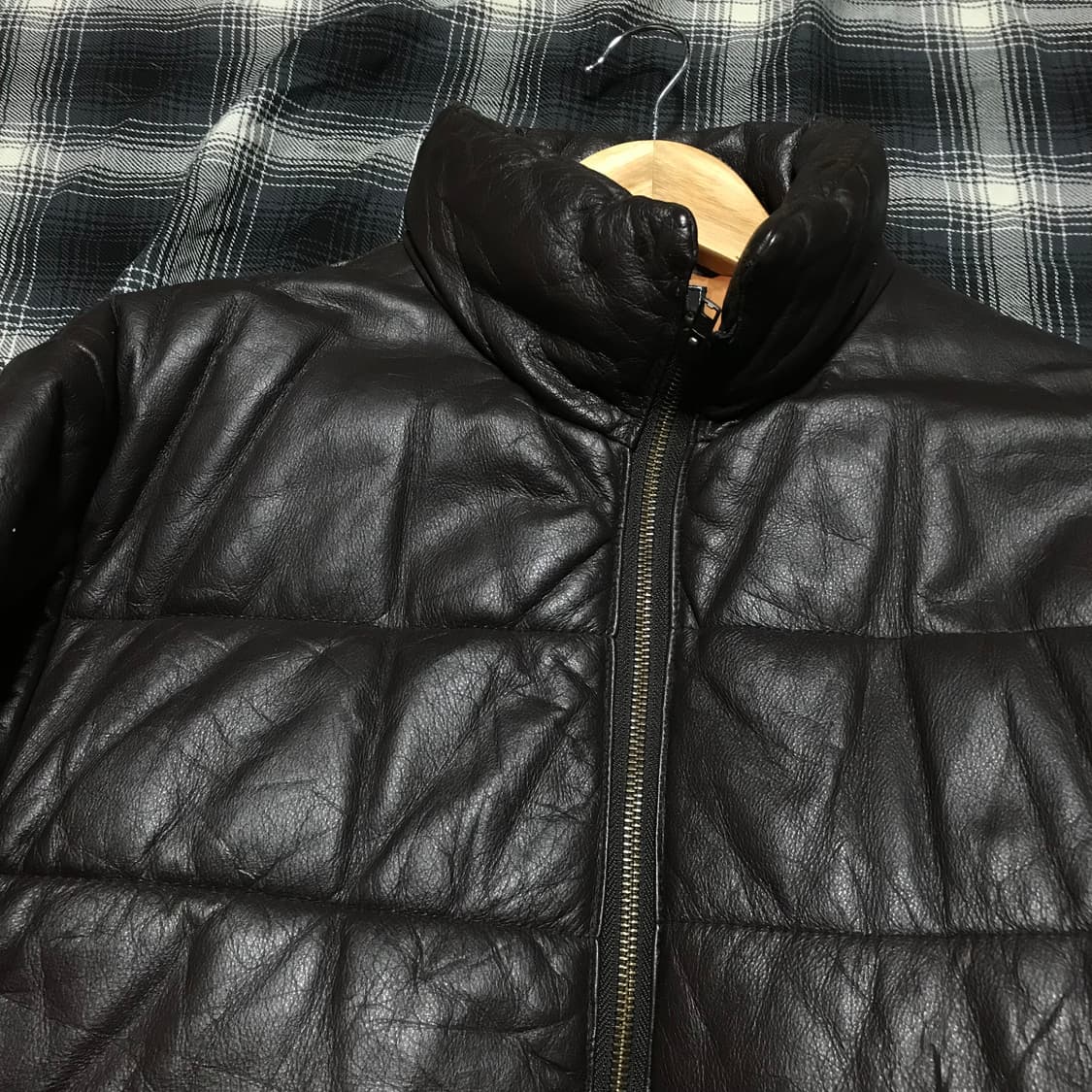 재팬 90s 리얼 카우레더 브라운 숏 패딩 상품이미지2