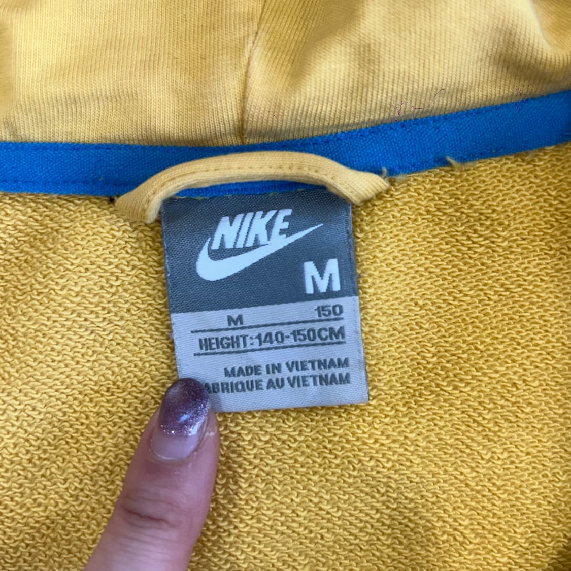 Nike 나이키 블랙 스우시 옐로우 딥네이비 배색 후드집업 상품이미지5