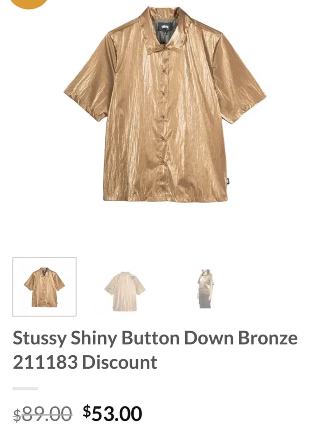 Stussy Shiny Button Down Bronze 상품이미지1