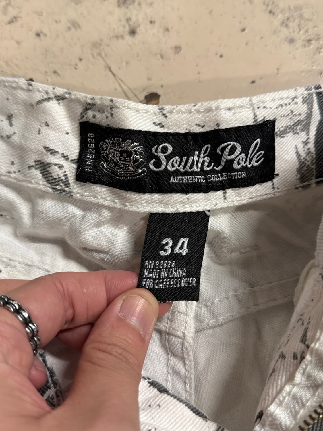 사우스폴 아트 그래픽 루즈핏 화이트 데님팬츠  상품이미지7