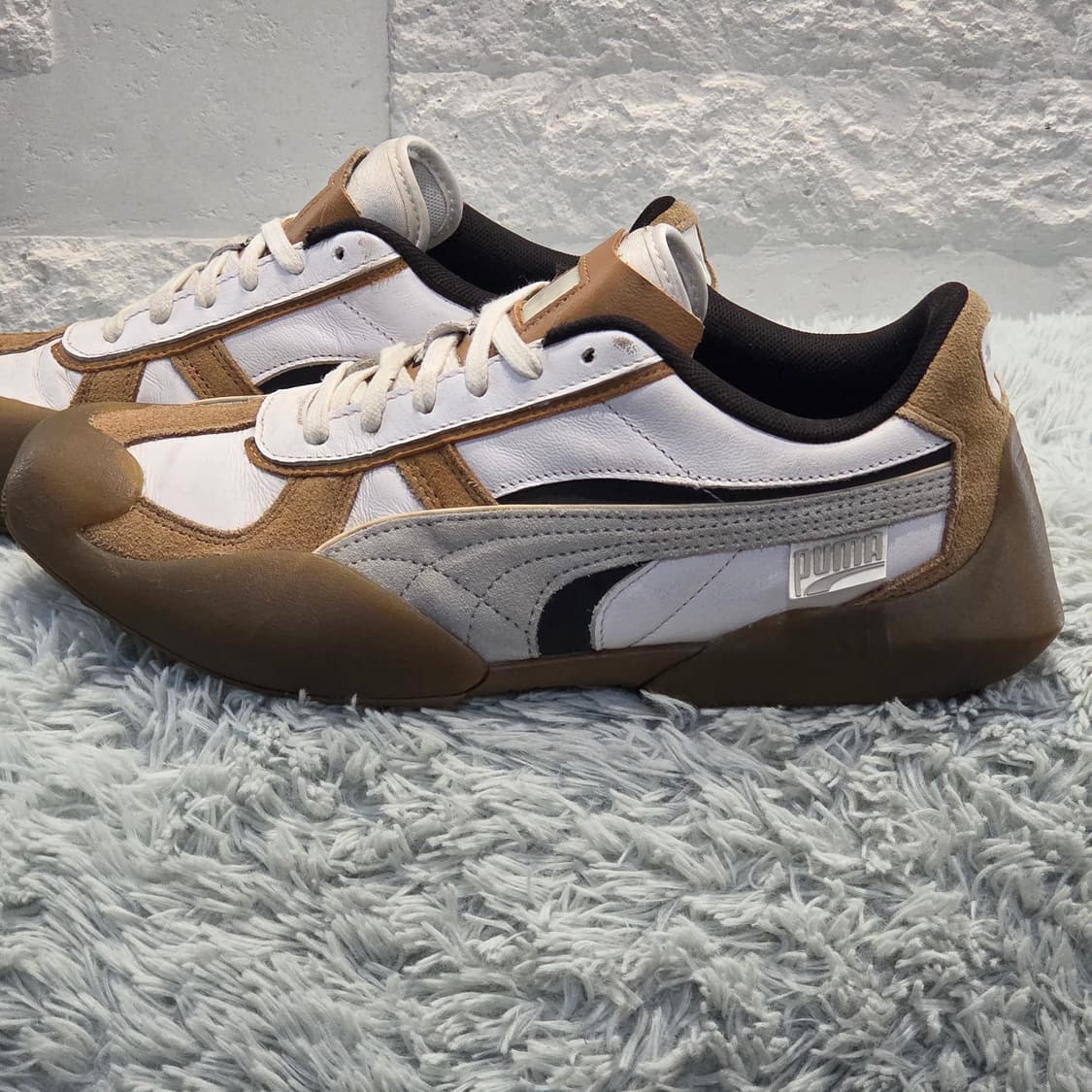 6q-25:푸마 폼스트리트 레트로 스니커즈 화이트/브라운 (26cm) 상품이미지2
