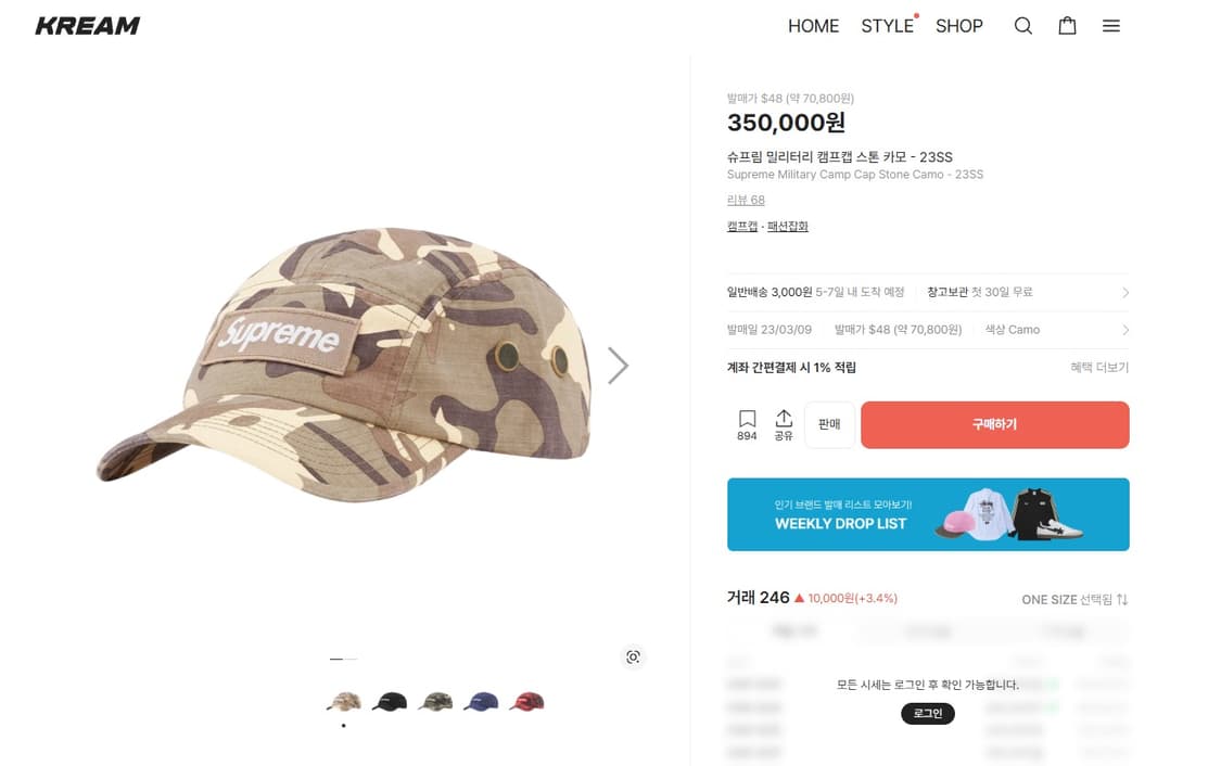 슈프림 밀리터리 캠프캡 스톤 카모-23ss 상품이미지2